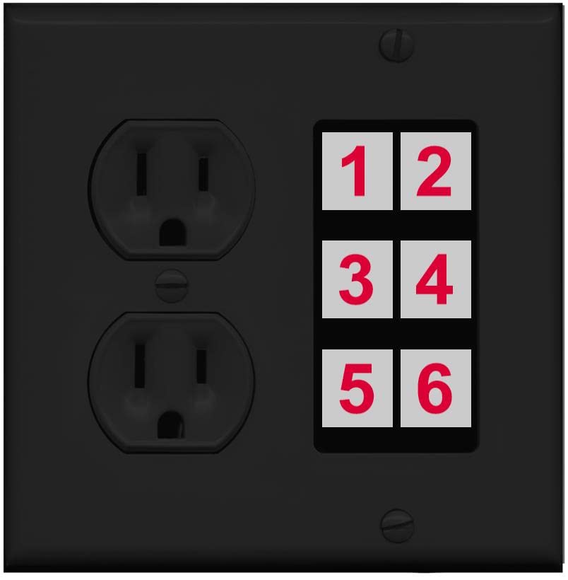 RiteAV 6 Port Custom Wall Plate - Round Outlet [Black/Black]