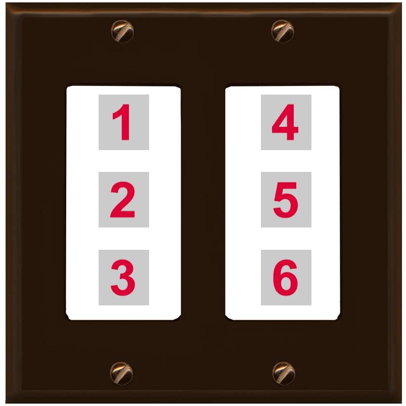 RiteAV 6 Port Custom Wall Plate - 2 Gang [Brown/White]