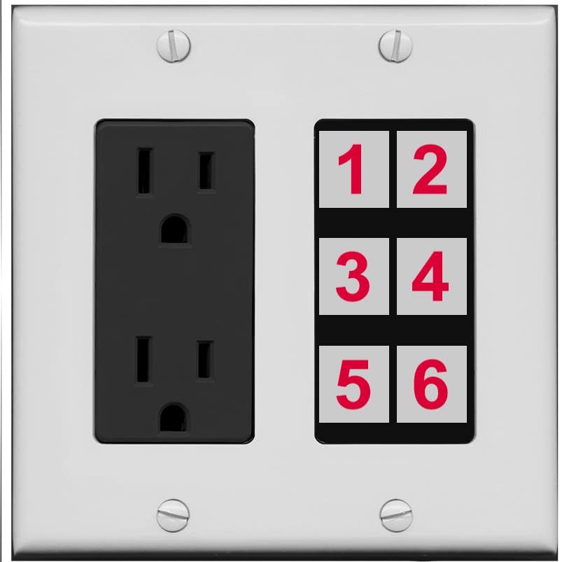 RiteAV 6 Port Custom Wall Plate - Outlet [Gray/Black]