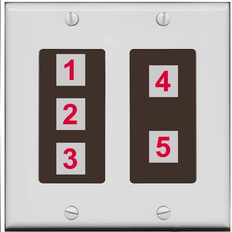 RiteAV Custom Wall Plate 5 Port - 2 Gang [Gray/Brown]