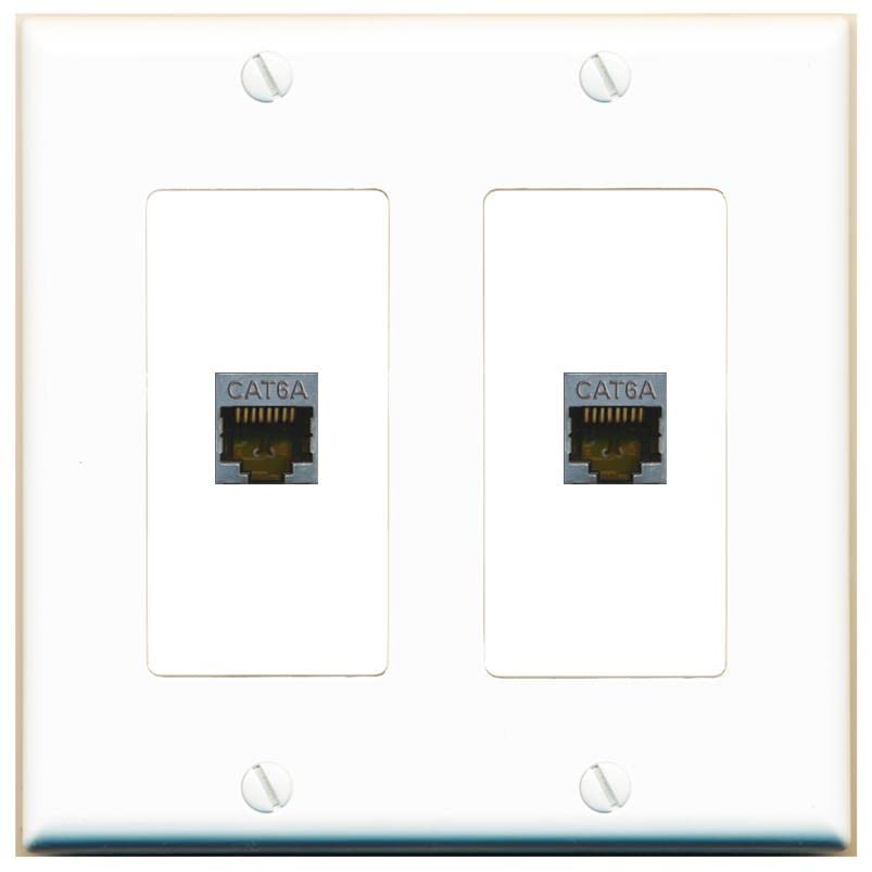 RiteAV 2 Port Cat6A Wall Plate - 2 Gang [White/White]