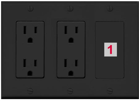 RiteAV Custom Wall Plate 1 Port - 3G Dual Outlet [Black/Black]