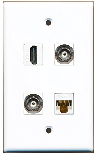 RiteAV - 1 Port HDMI 2 Port BNC 1 Port Cat6 Ethernet White Wall Plate