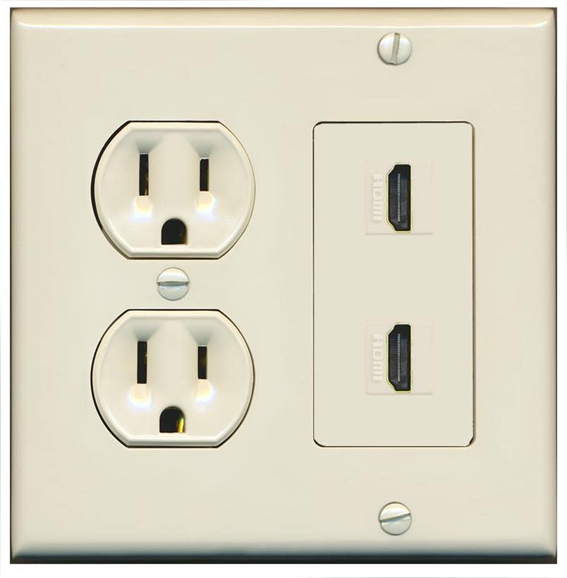 RiteAV HDMI Wall Plate 2 Port - Round Outlet [Light-Almond]