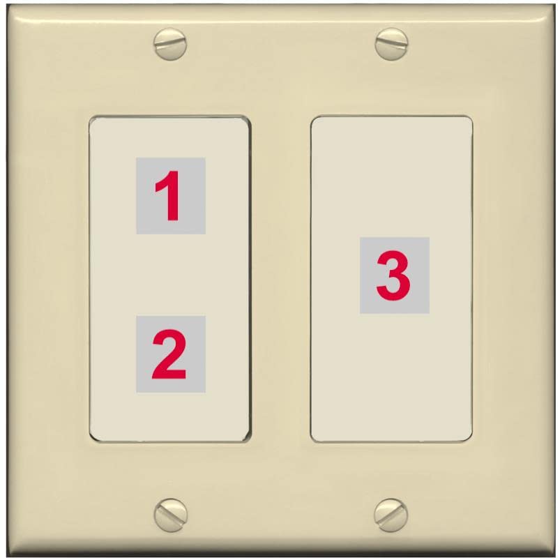 RiteAV Custom Wall Plate 3 Port - 2 Gang [Ivory/Light-Almond]