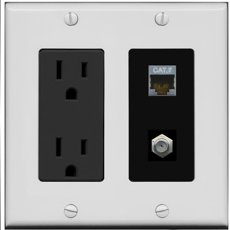 RiteAV Coax and Cat7 Wall Plate - Outlet [Gray/Black]
