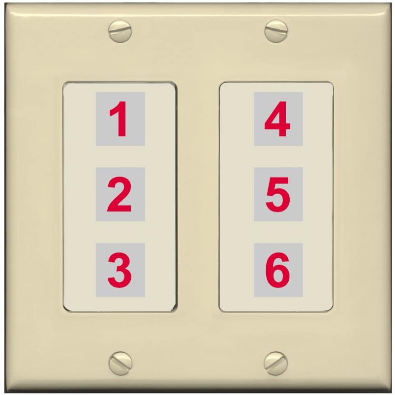 RiteAV 6 Port Custom Wall Plate - 2 Gang [Ivory/Light-Almond]