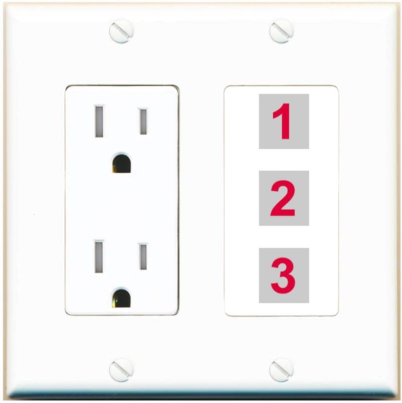 RiteAV Custom Wall Plate 3 Port - Tamper-Resistant [White/White]