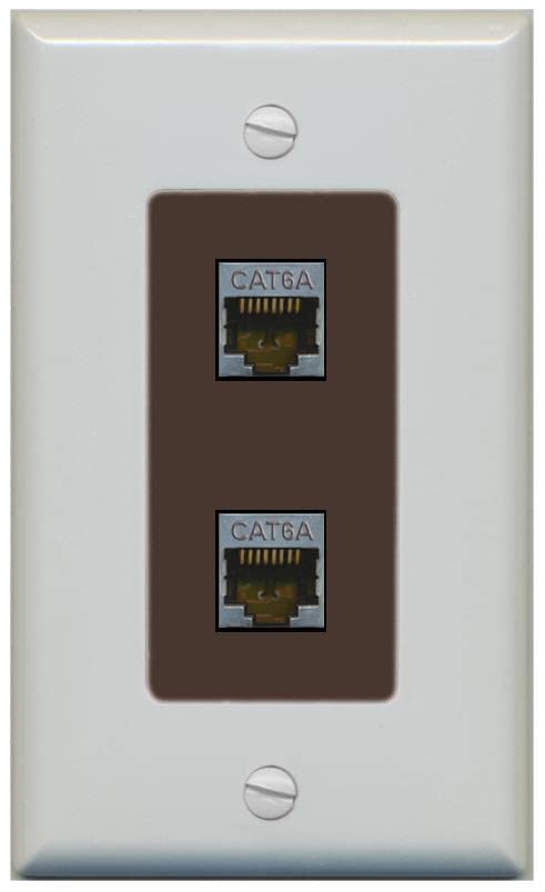 RiteAV 2 Port Cat6A Wall Plate - 1 Gang [Gray/Brown]