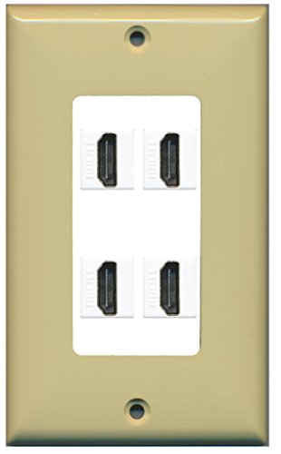 RiteAV HDMI 2.0 Keystone Decorative Wall Plate - Ivory/White 4 Port