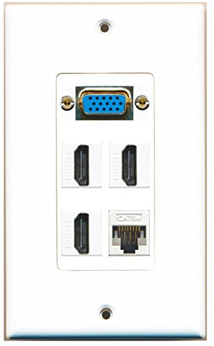 RiteAV (1 Gang Decorative Svga 3 HDMI Cat5e White Wall Plate White