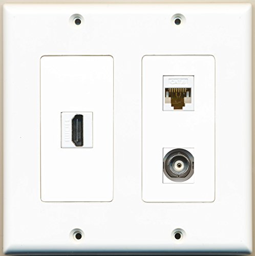 RiteAV - 1 Port HDMI 1 Port BNC 1 Port Cat6 Ethernet White - 2 Gang Wall Plate
