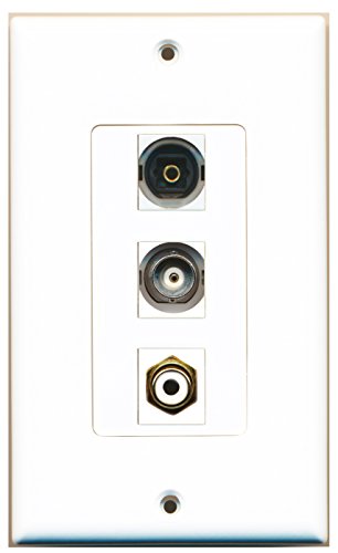 RiteAV 1 Port RCA White 1 Port Toslink 1 Port BNC Decora Wall Plate OVERSIZED