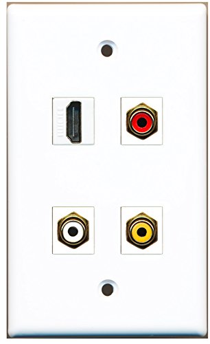RiteAV - 1 Port HDMI 1 Port RCA Red 1 Port RCA White 1 Port RCA Yellow Wall Plate