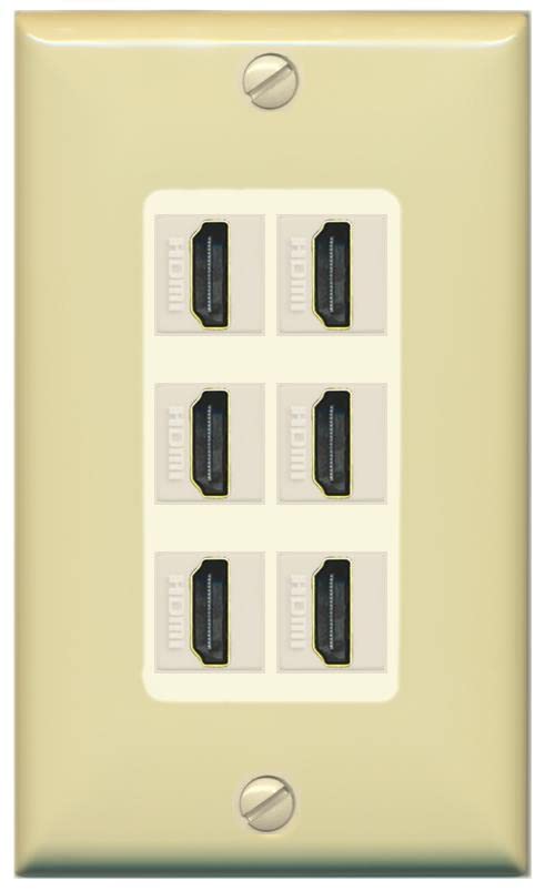 RiteAV HDMI Wall Plate 6 Port - 1 Gang [Ivory/Light-Almond]