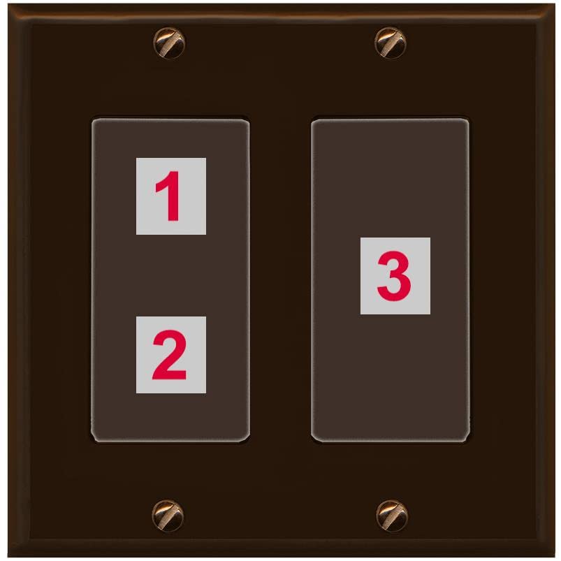 RiteAV Custom Wall Plate 3 Port - 2 Gang [Brown/Brown]