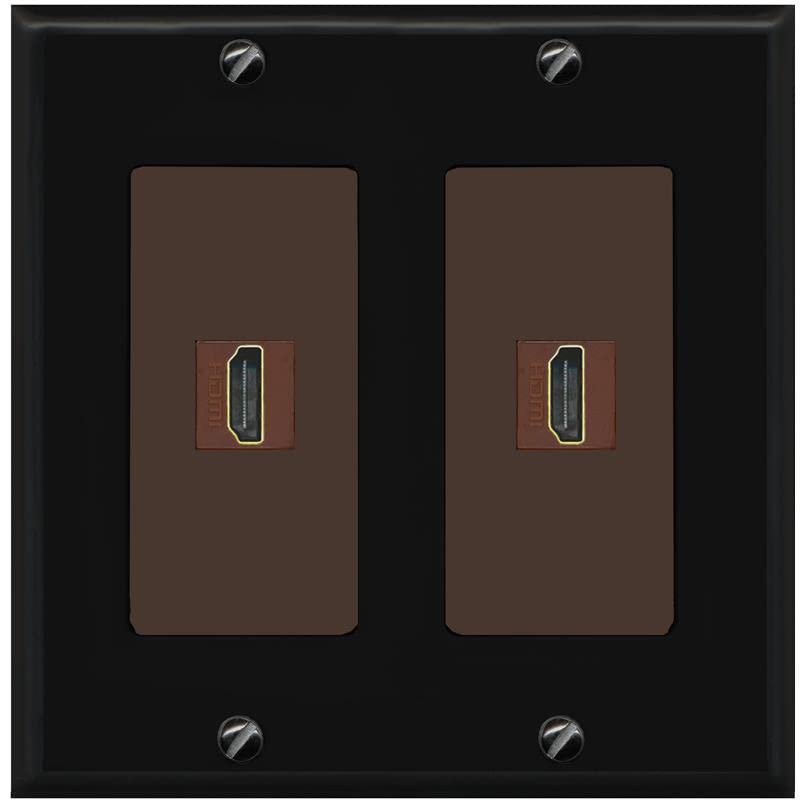 RiteAV HDMI Wall Plate 2 Port - 2 Gang [Black/Brown]