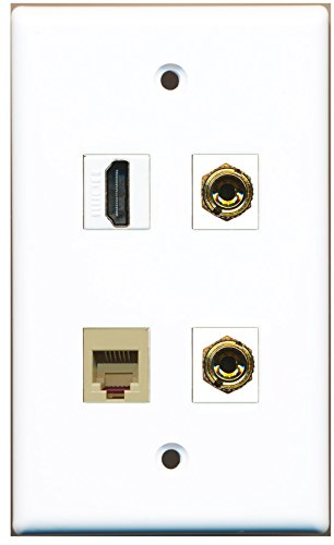 RiteAV - 1 Port HDMI 1 Port Phone RJ11 RJ12 Beige 2 Port Banana Speaker Wall Plate