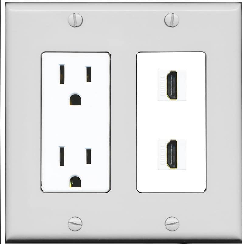 RiteAV HDMI Wall Plate 2 Port - Outlet [Gray/White]