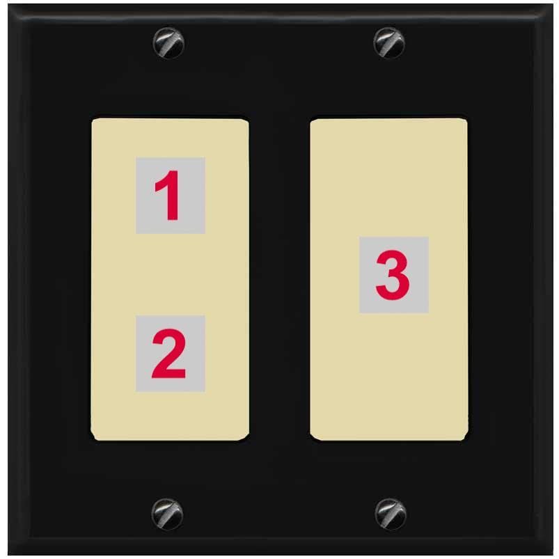 RiteAV Custom Wall Plate 3 Port - 2 Gang [Black/Ivory]