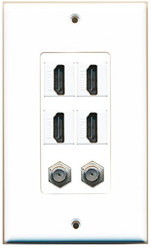 RiteAV 4 Port HDMI 2 Port Coax Cable TV- F-Type Wall Plate OVERSIZED