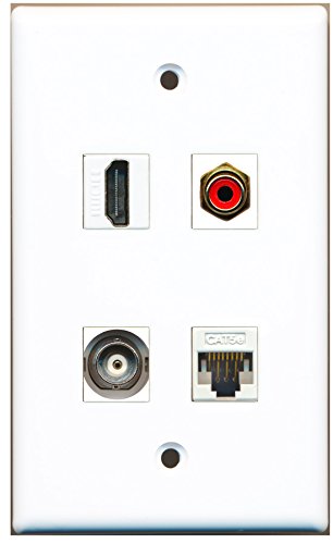 RiteAV - 1 Port HDMI 1 Port RCA Red 1 Port BNC 1 Port Cat5e Ethernet White Wall Plate