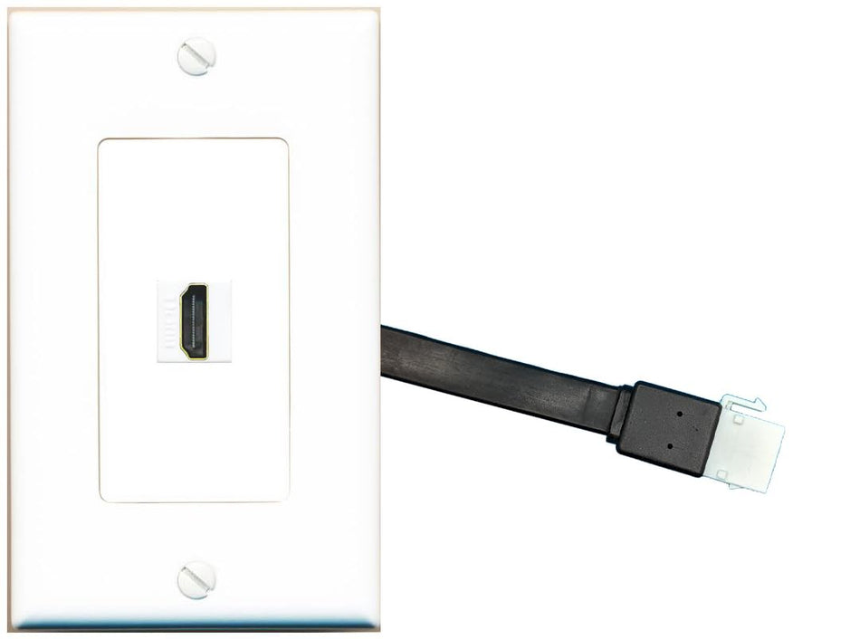 RiteAV HDMI Wall Plate with Pigtail Dongle Extension White