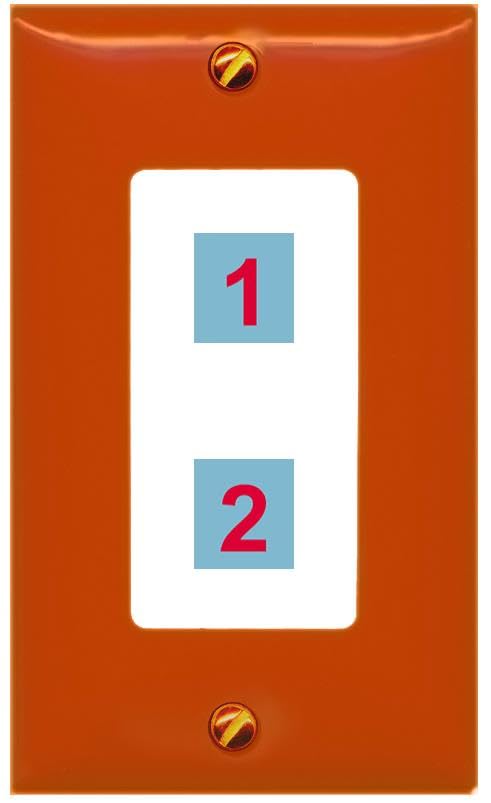 RiteAV Custom Wall Plate 2 Port - 1 Gang Decorative [Orange/White]