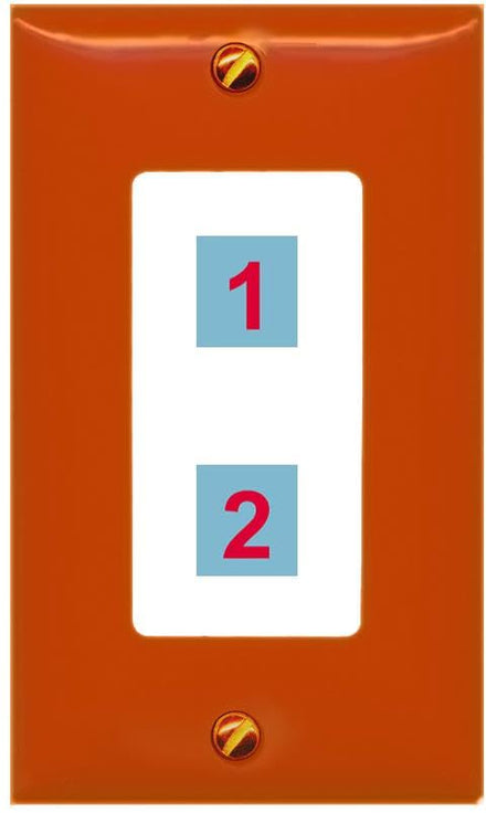 RiteAV Custom Wall Plate 2 Port - 1 Gang Decorative [Orange/White]