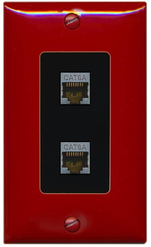RiteAV 2 Port Cat6A Wall Plate - 1 Gang [Red/Black]