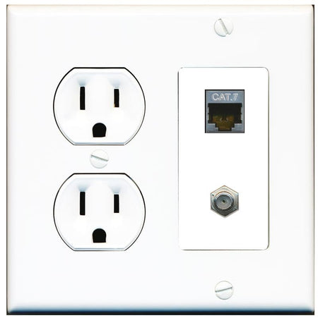 RiteAV Coax and Cat7 Wall Plate - Round Outlet [White/White]