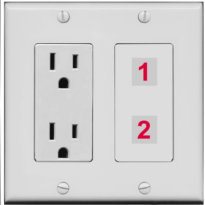 RiteAV Custom Wall Plate 2 Port - Outlet [Gray/Gray]