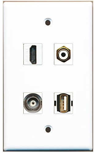 RiteAV - 1 Port HDMI 1 Port RCA White 1 Port USB A-A 1 Port BNC Wall Plate