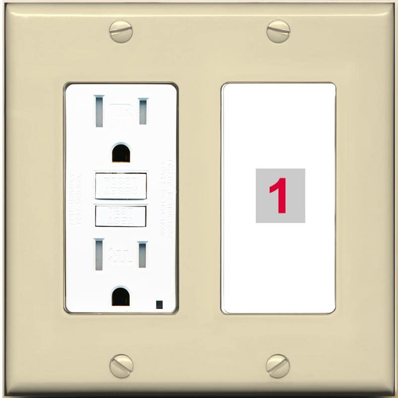 RiteAV Custom Wall Plate 1 Port - GFCI [Ivory/White]