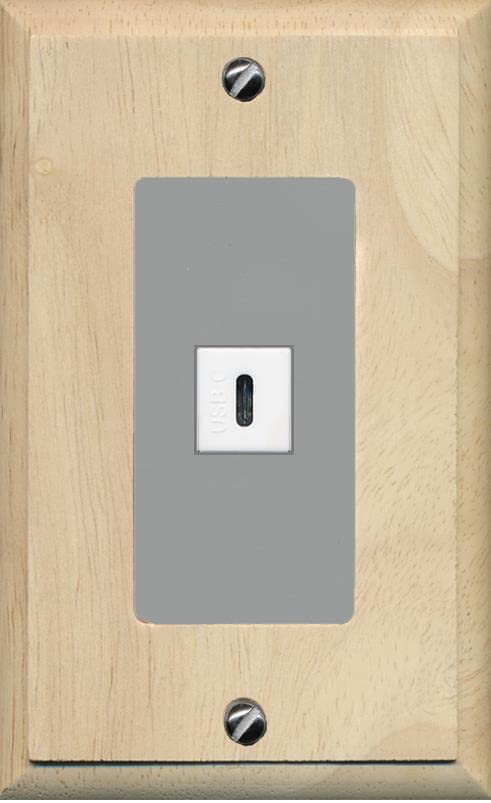 RiteAV USBC Wall Plate - 1 Gang [Wood/Gray]