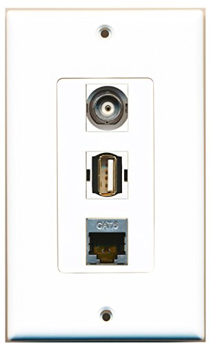 RiteAV 1 Port USB A-A 1 Port Shielded Cat6 Ethernet 1 Port BNC Wall Plate OVERSIZED