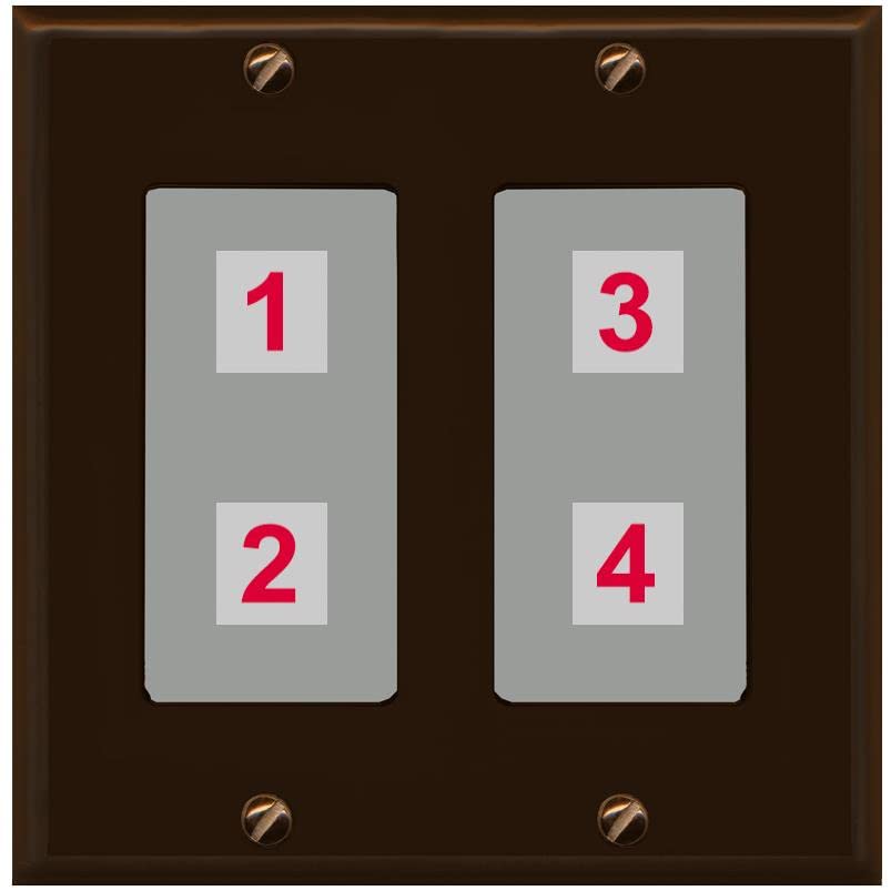 RiteAV Custom 4 Port Custom Wall Plate - 2 Gang [Brown/Gray]