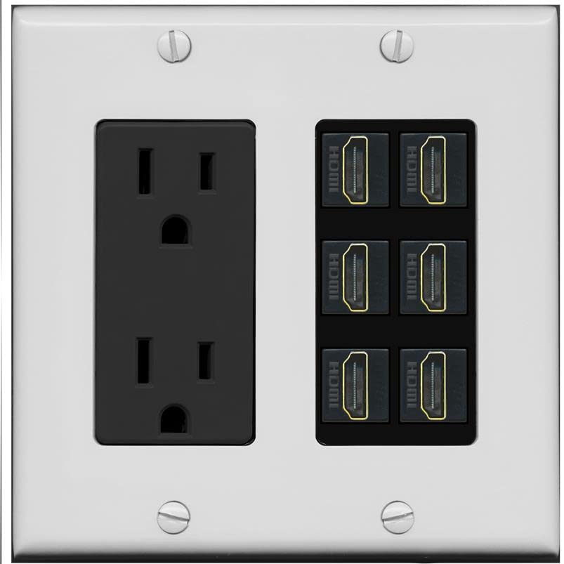 RiteAV HDMI Wall Plate 6 Port - Outlet [Gray/Black]