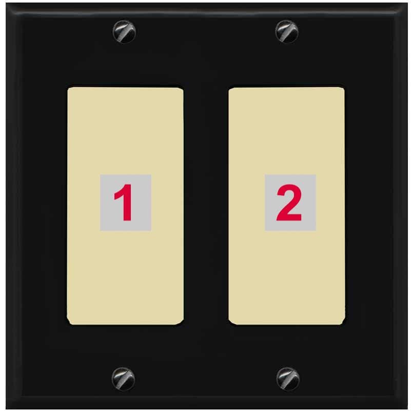 RiteAV Custom Wall Plate 2 Port - 2 Gang [Black/Ivory]