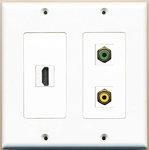 RiteAV - 1 Port HDMI 1 Port RCA Yellow 1 Port RCA Green - 2 Gang Wall Plate