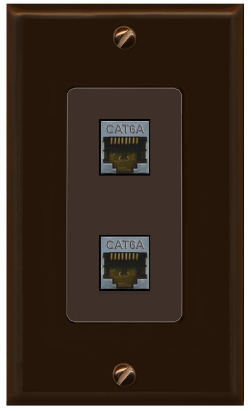 RiteAV 2 Port Cat6A Wall Plate - 1 Gang [Brown/Brown]