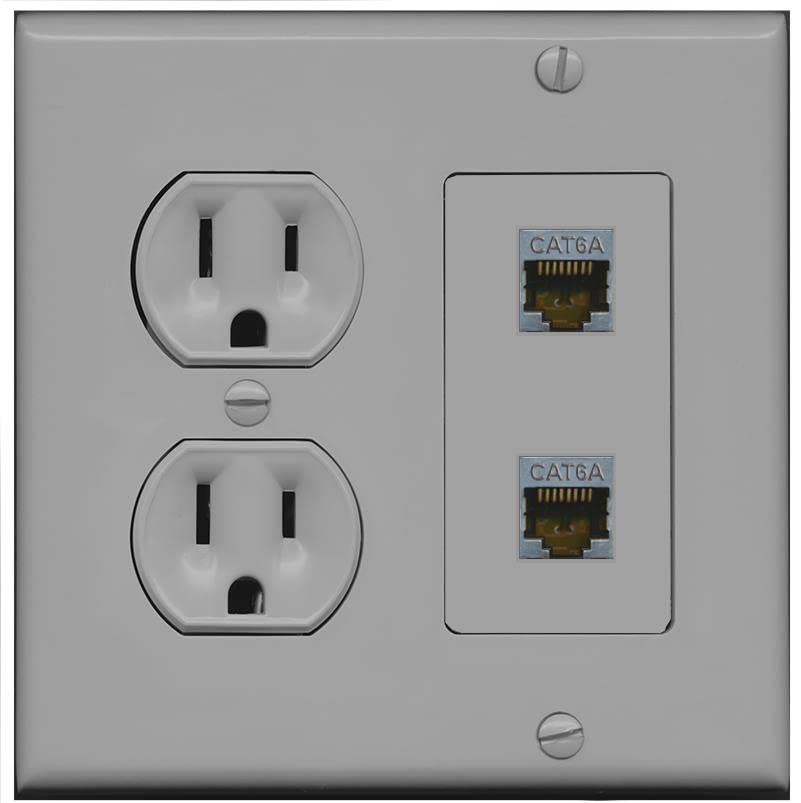 RiteAV 2 Port Cat6A Wall Plate - Round Outlet [Gray/Gray]