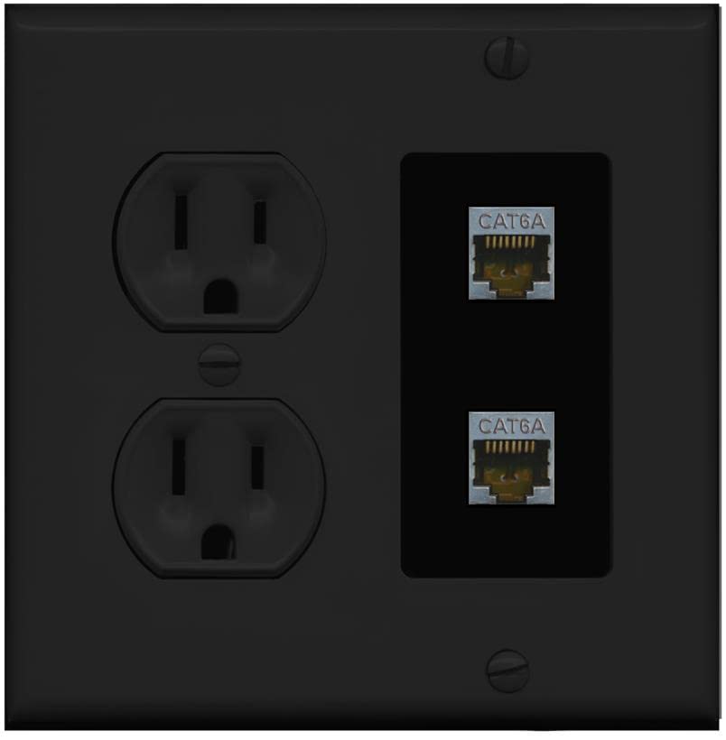 RiteAV 2 Port Cat6A Wall Plate - Round Outlet [Black/Black]
