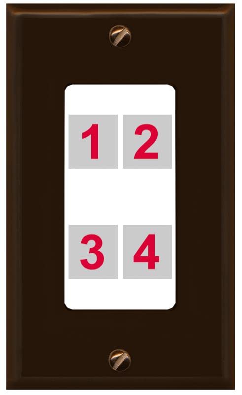 RiteAV Custom 4 Port Custom Wall Plate - 1 Gang [Brown/White]
