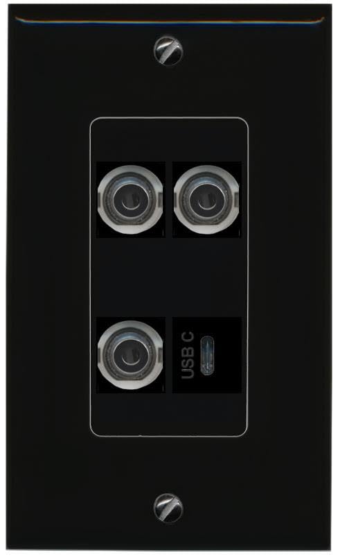 RiteAV 3 3.5mm USBC Wall Plate Decorative [Black]