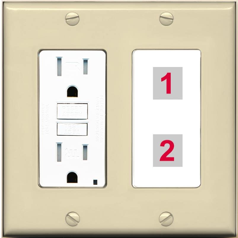 RiteAV Custom Wall Plate 2 Port - GFCI [Ivory/White]