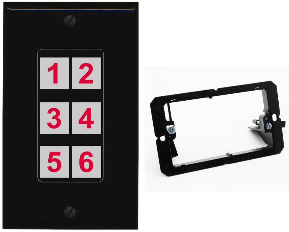 RiteAV 6 Port Custom Wall Plate - 1 Gang w-Bracket [Black/Black]