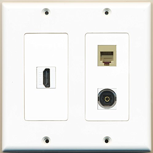 RiteAV - 1 Port HDMI 1 Port Phone RJ11 RJ12 Beige 1 Port Toslink - 2 Gang Wall Plate