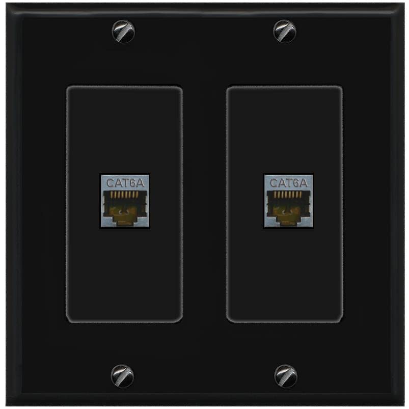 RiteAV 2 Port Cat6A Wall Plate - 2 Gang [Black/Black]