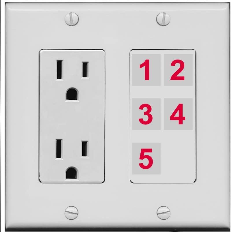 RiteAV Custom Wall Plate 5 Port - Outlet [Gray/Gray]